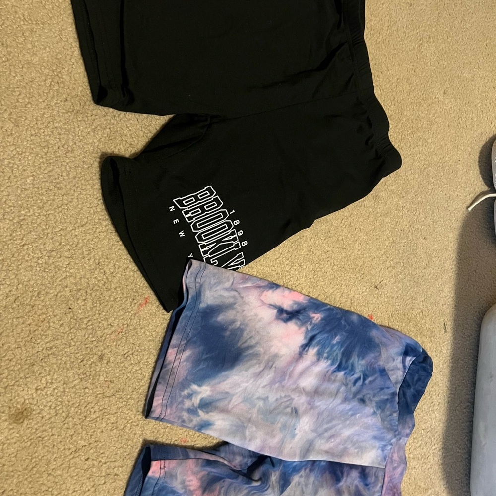 SHEIN Black and Tie-Dye Bike Shorts Set